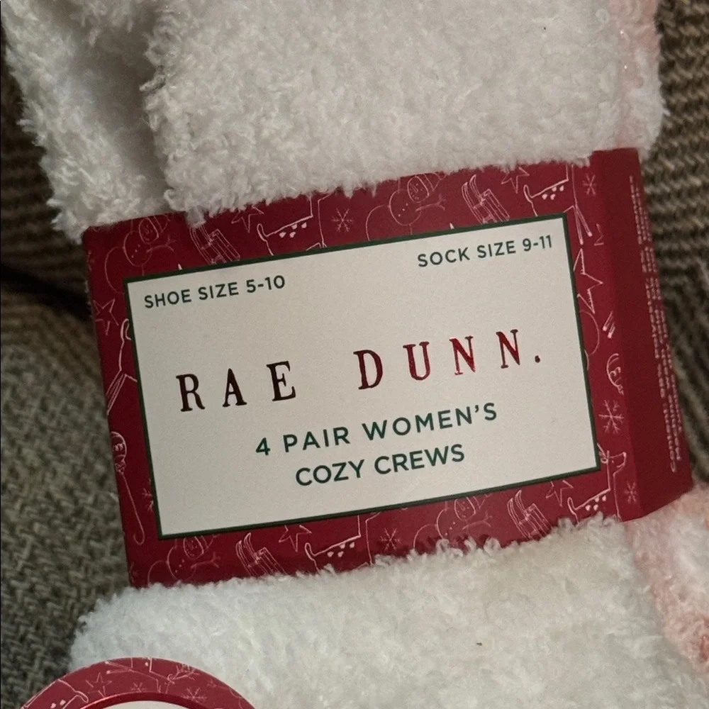 NWT Rae Dunn Christmas Holiday 4pk cozy White/Pink Cozy Socks Women’s Peace Love - Picture 3 of 6